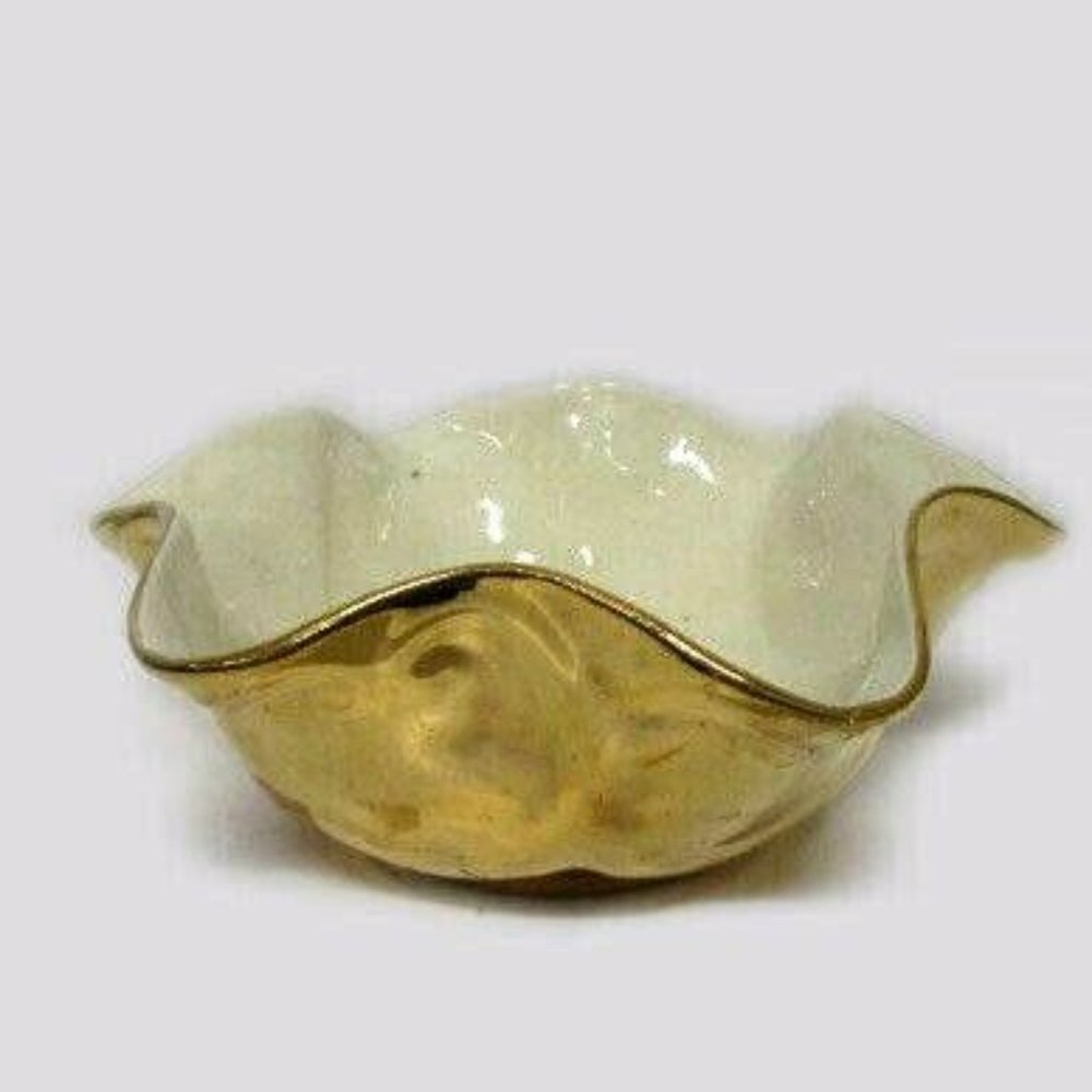 Candy Nut Vintage Bowl Dish Warranted 22 k Gold